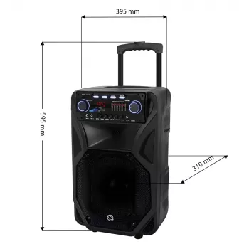 Pārnēsājams karaoke skaļrunis MANTA SPK5021PRO 20W, 12 collu zemfrekvences skaļrunis, 80W RMS, Bluetooth, baterija līdz 5h, SD/USB, mikrofona un ģitāras ieejas