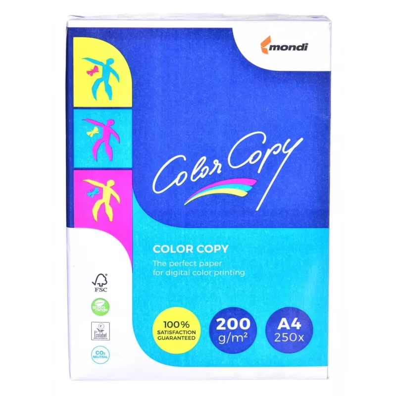 Kopējamais papīrs birojam Mondi Color Copy 8687A20 (A4; 200g/m2; 250 lapas; balts papīrs; satīna)