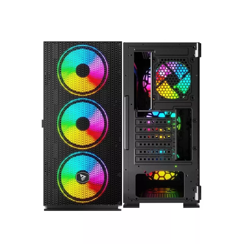 SAVIO datora korpuss Raptor X1 ARGB Glass/Mesh Melns