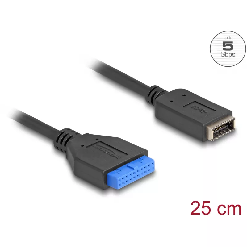 DeLOCK USB kabelis, kontaktdakša, sievišķā – iekšējais USB Type-E Key A, 25 cm