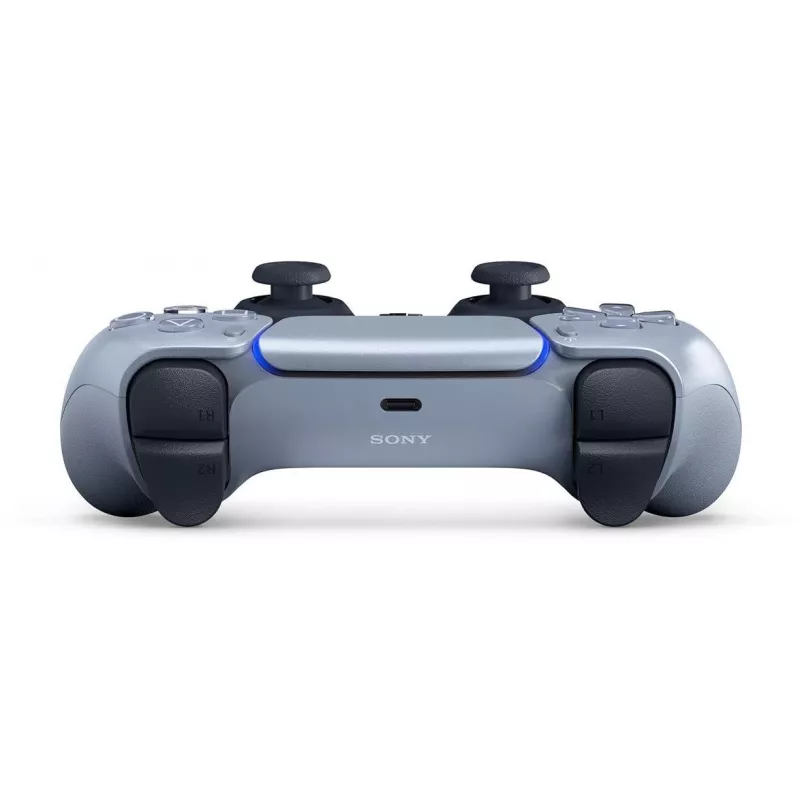 Bezvadu spēļu kontrolieris Sony DualSense priekš PlayStation 5 — iebūvēts litija jonu akumulators, žiroskops, haptiskā vibrācija, skaļrunis, 3,5 mm ligzda, sudraba krāsa
