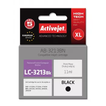 Saderīga tintes kasetne ActiveJet AB-3213BN priekš Brother LC3213BK, melna, 11 ml, standarta ietilpība
