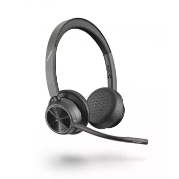 Austiņas HP POLY Voyager 4320 Microsoft Teams sertificētas, vadu un Bluetooth, USB-A + BT700 sargspraudnis, apkārtauss, 1,5 m kabelis, 162 g, melna