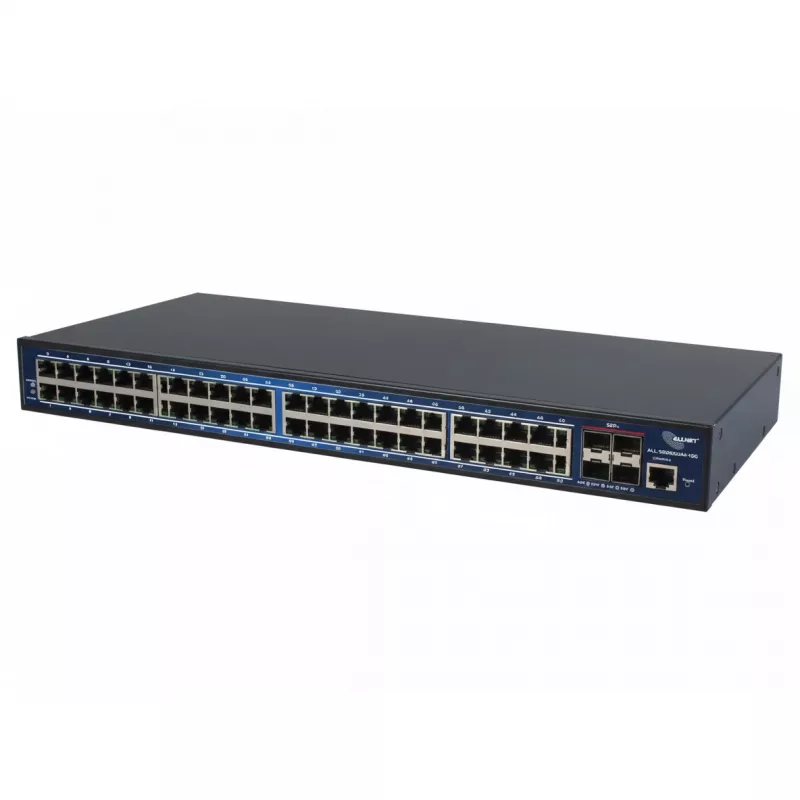 ALLNET 48+4P ALL-SG8652M-10G Ethernet komutators 48 x Gigabit + 4 x 10G SFP+ porti, montāža statnē