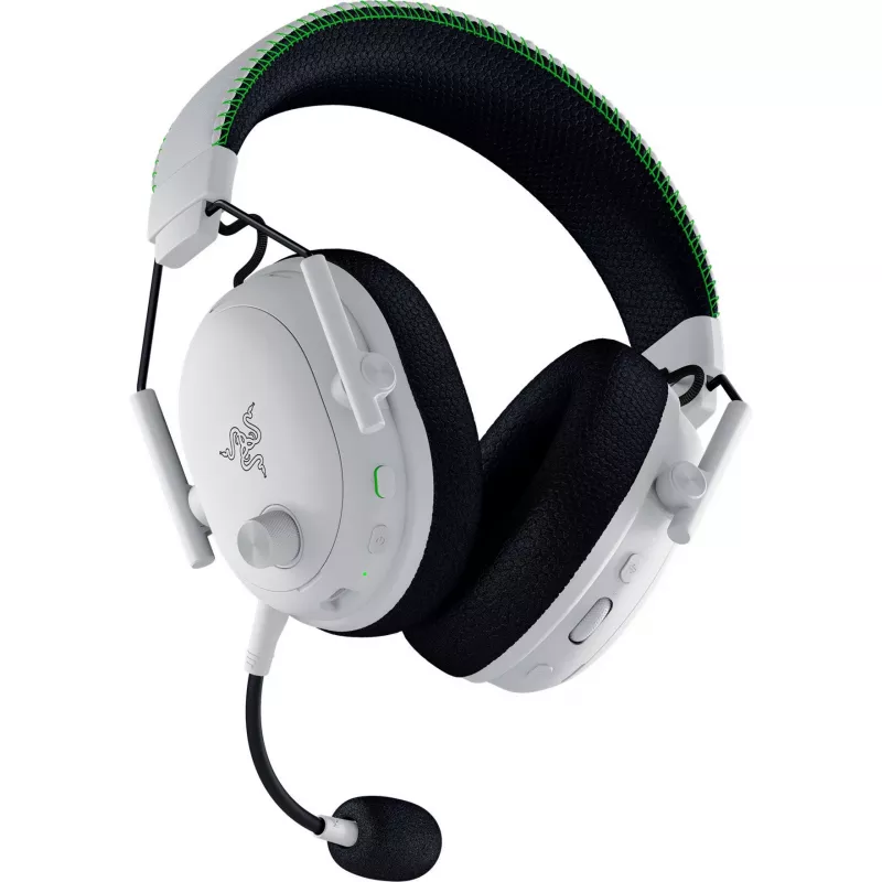 Austiņas Razer MelnsShark V3 Pro ar vadu un bezvadu Bluetooth, baltas