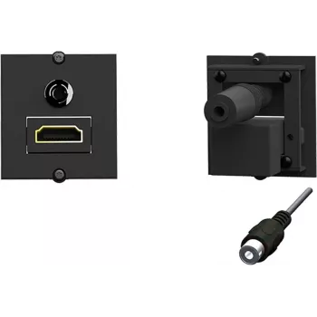 Kontaktligzda HDMI + 3.5 mm Bachmann 917.189, 1-moduļa, melna