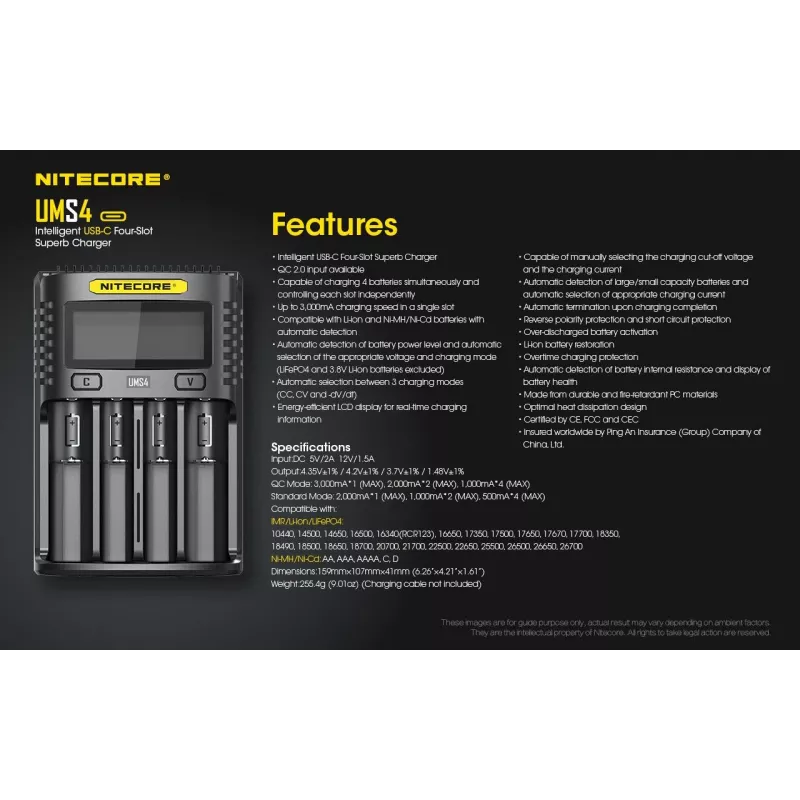 Lādētājs Nitecore UMS4