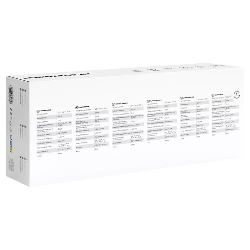 Aukstā/karstā laminētājs SAVIO LR-01/W — maks. platums 230 mm, 320 mm/min, 300 W, balts
