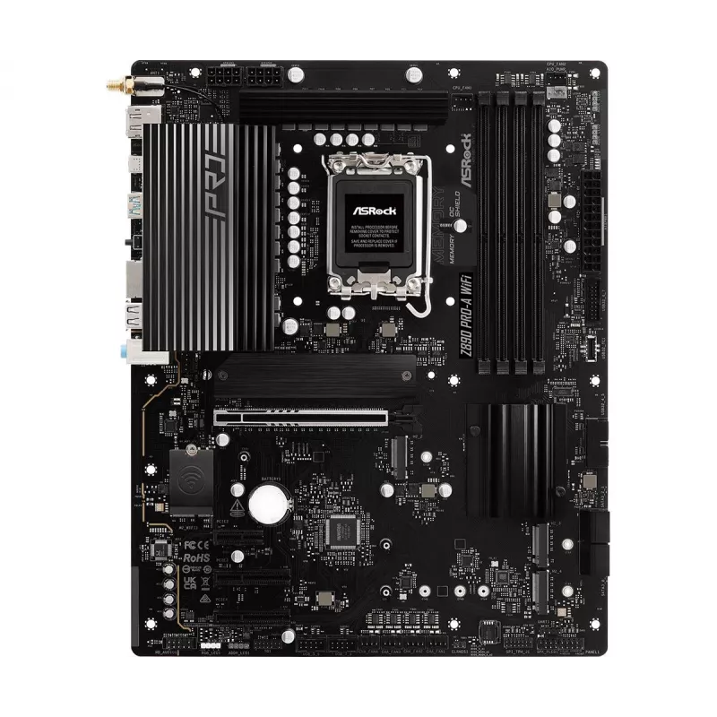 Mātesplate ASRock Z890 Pro-A WiFi — Intel Z890, LGA 1851, ATX, DDR5, 4x DIMM, 256GB, Wi‑Fi 6E, 2.5Gb LAN