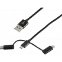 USB kabelis ShiverPeaks BS14-50068 1m USB A USB C/Micro-USB B/Lightning Melns