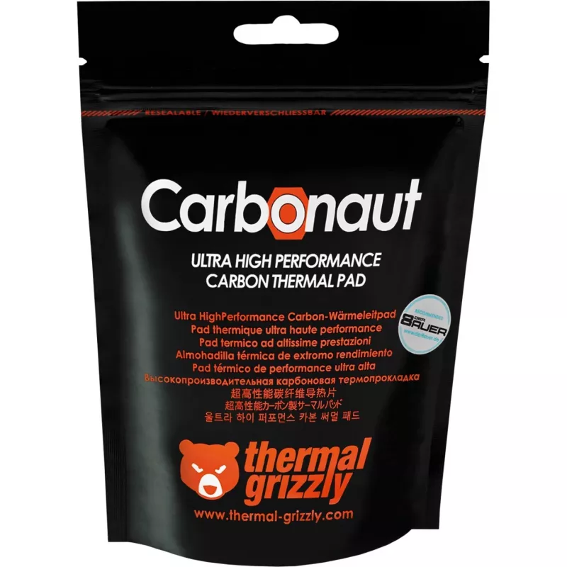 Termopad Thermal Grizzly Carbonaut 32×32 mm, 0,2 mm biezums, oglekļa krāsa
