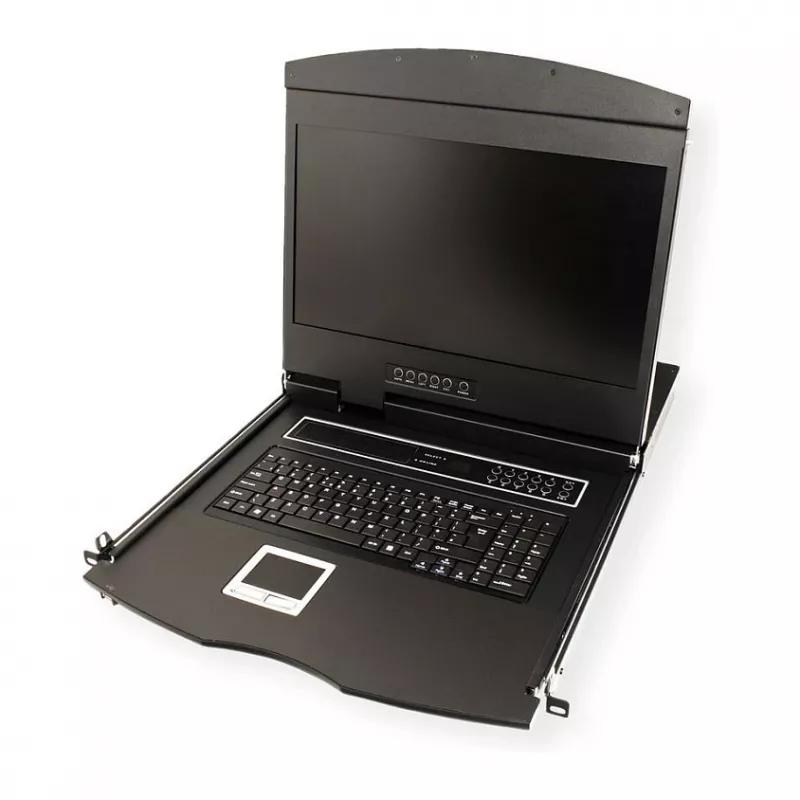 Rack konsole VALUE 26.99.0123, 17 collu (43.2 cm) LCD, 1280×1024, 1U, franču klaviatūra, melna