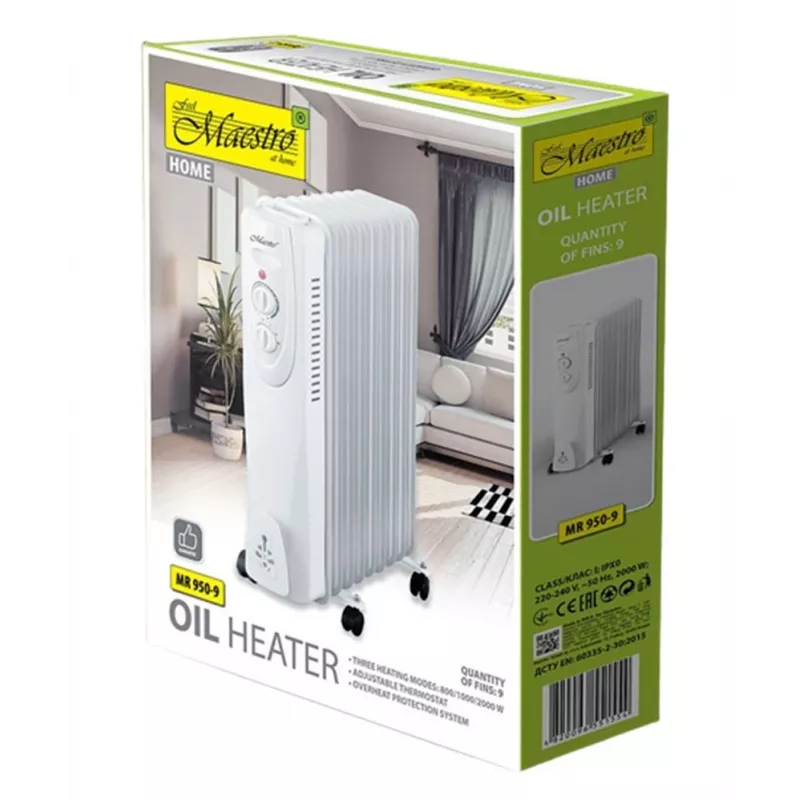 Elektriskais sildītājs Maestro eļļas radiators 9 ribas 2000W MR 950 9