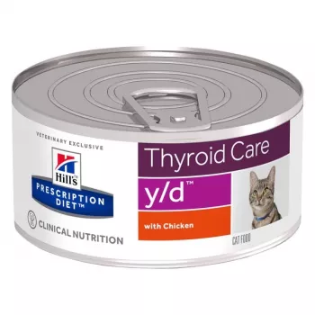 HILL'S PRESCRIPTION DIET Thyroid Care Feline y/d mitrā kaķu barība ar vistu 156 g