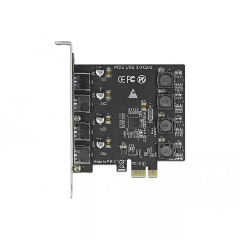 Delock PCI Express x1 karte ar 4 ārējiem USB Type-A ligzdām SuperSpeed USB