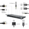 Klēpjdatora dokstacija Gembird A-CM-COMBO9-02 USB 3.2 Gen 1 Type-C, HDMI, VGA, 3×USB-A, Gigabit Ethernet, 87W PD, Pelēka