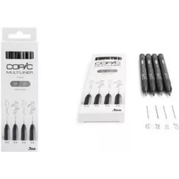 COPIC Multiliner smalkas līnijas flomāsters jauktās krāsās 0,3 + 0,5 mm, 4 gab. (22075634)