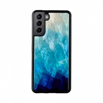 Telefona maciņš iKins Samsung Galaxy S21+ — aizsargājošs aizmugures vāciņš, blue lake Melns