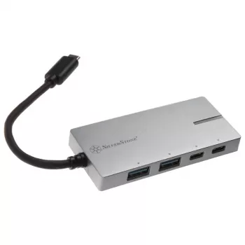USB 3.1-C adapteris SILVERSTONE SST-EP09C — USB-C uz USB-A savienojamība, sudraba apdare