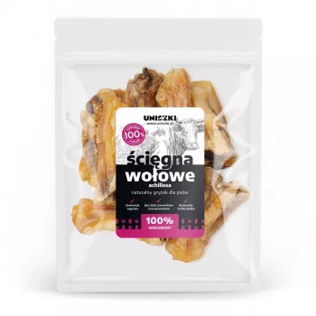 Suņu kārums UNISZKI Liellopu Ahilleja cīpslas 500 g — dabīgs, bez graudiem, bez cukura un bez lipekļa