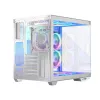 PC korpuss MODECOM Volcano Panorama Midi Tower balts — micro ATX, rūdīts stikls, ARGB, USB-C, atbalsta GPU 400 mm