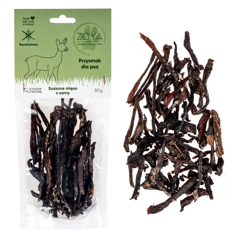 ZOYA Žāvēta brieža gaļa - suņu našķis - 80g