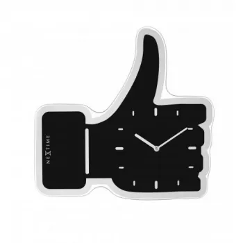 NeXtime pulkstenis 3072zw Thumbs up, 40,5x41 cm, sienas, melns/sudrabs
