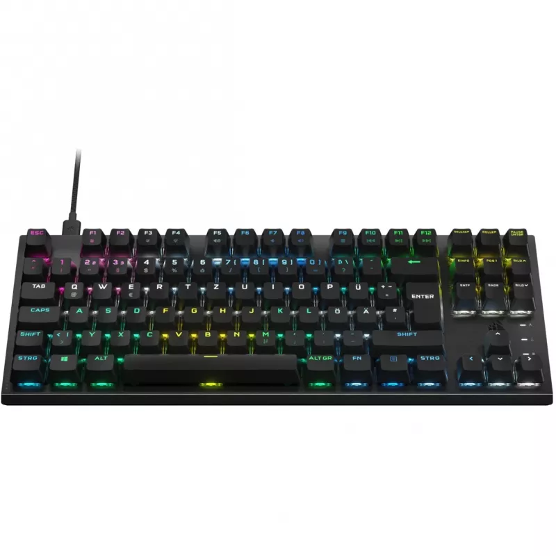 Corsair K60 PRO TKL optiski mehāniskā spēļu tastatūra, OPX slēdži, RGB, melna