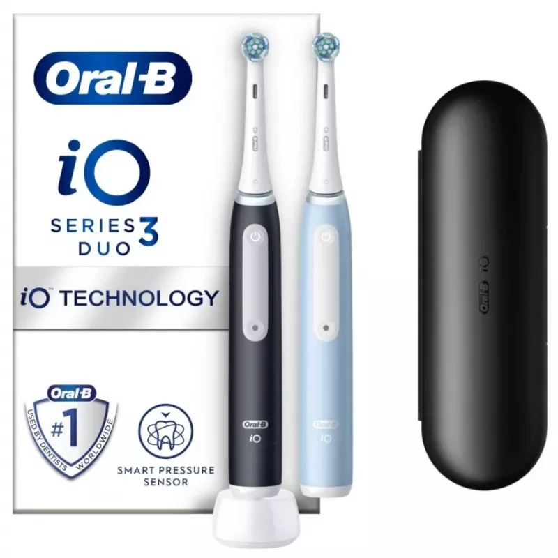 Oral-B iO3 Series elektriskā zobu birste, matēti melna/ledus zila