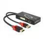 Video kabeļa adapteris DeLOCK 62959 HDMI USB DVI-I VGA 0,135m