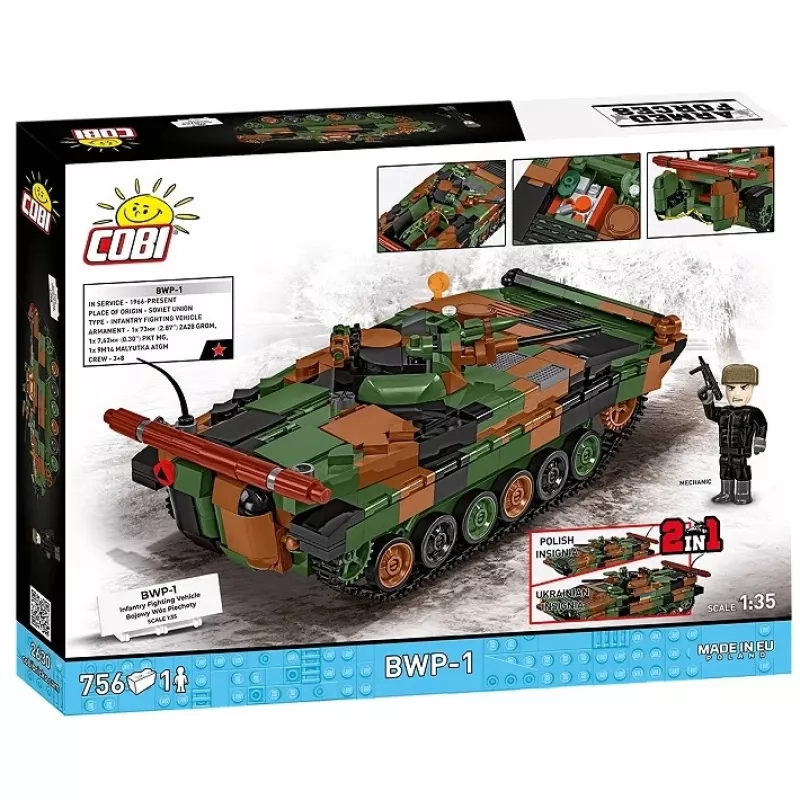 Bloku komplekts Cobi Armed Forces BWP-1 2630 — Polijas/Ukrainas amfībijas kājnieku kaujas mašīnas modelis