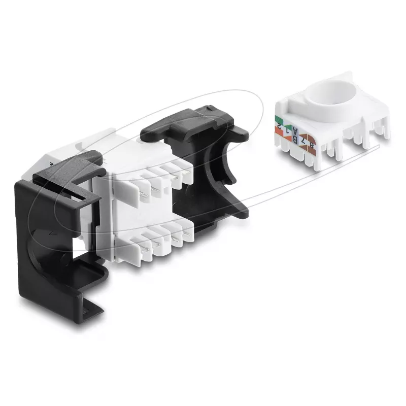DELOCK Keystone modulis RJ45 ligzda uz LSA Cat.6 45° leņķveida neekranēts melns