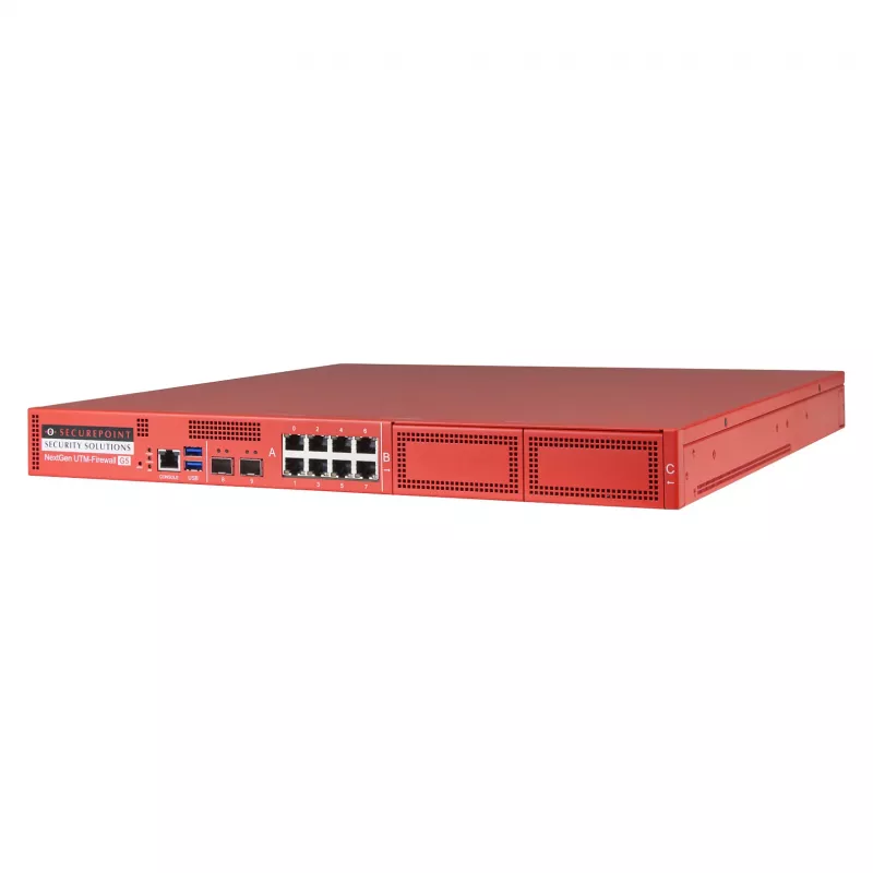 Securepoint RC1000R G5 drošības UTM iekārta, 30 Gbit/s, 3,5 Gbit/s, 1000 lietotājs(-i), AES, vadu, RJ-45