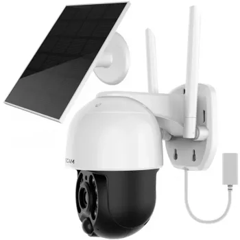 Foscam B4 Wi-Fi āra IP novērošanas kamera, kupola tipa, 4 MP (2560 x 1440), ar saules paneli, darbojas ar akumulatoru, grozāma un noliecama, 6x digitālais tālummaiņa, balta