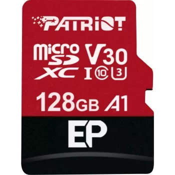MicroSDXC atmiņas karte PATRIOT 128GB Class 10 U3 V30, lasīšana 100 MB/s, rakstīšana 80 MB/s, microSDXC