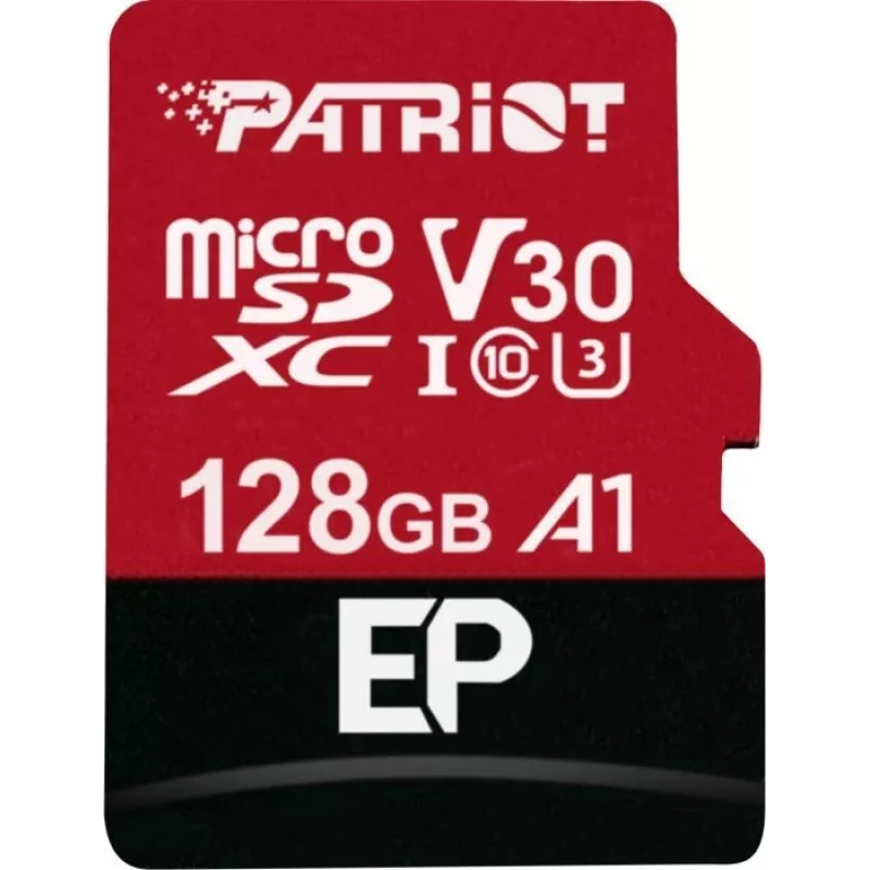 MicroSDXC atmiņas karte PATRIOT 128GB Class 10 U3 V30, lasīšana 100 MB/s, rakstīšana 80 MB/s, microSDXC
