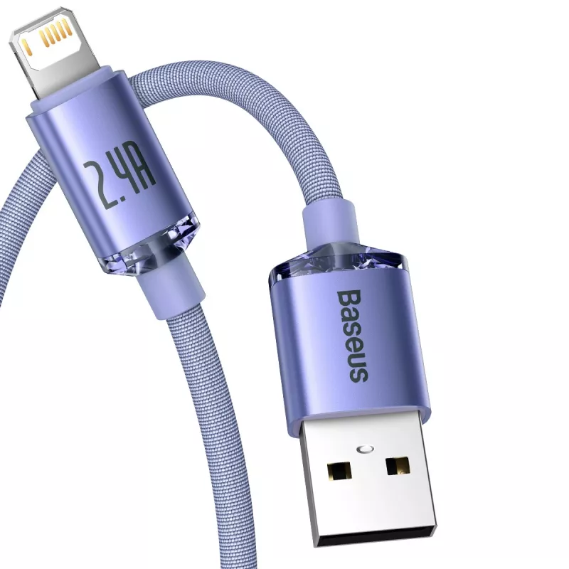 Baseus Crystal Shine kabelis USB uz Lightning, 2,4A, 2m (violets)