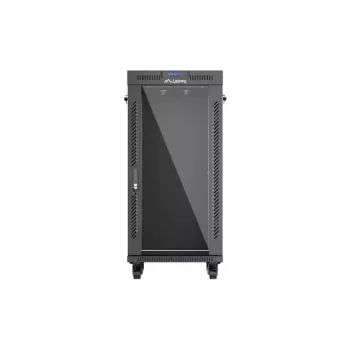 Brīvi stāvošs statīvu skapis LANBERG FF01-6624-12BL 24U 19 collu 600×600 mm, IP20, 1200 kg, melns