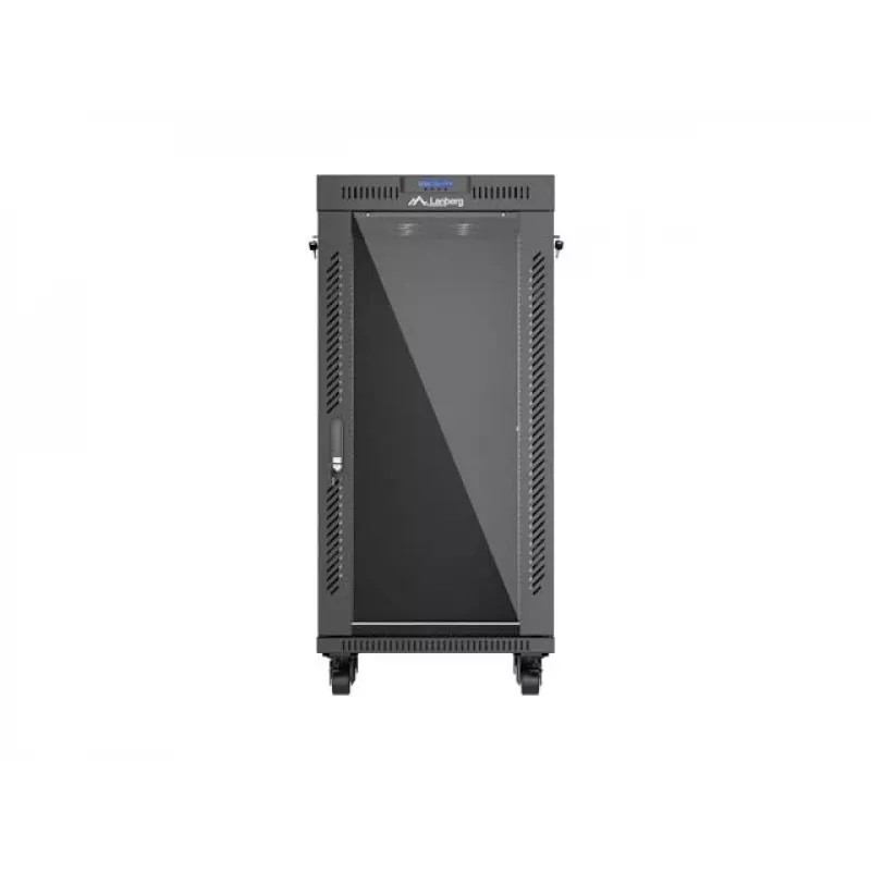 Brīvi stāvošs statīvu skapis LANBERG FF01-6624-12BL 24U 19 collu 600×600 mm, IP20, 1200 kg, melns