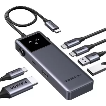 Ugreen Uno - centrmezgls - 6 vienā USB-C - 1 x HDMI + 2 x USB-C 3.2 Gen 2 + 2 x USB-A 3.2 Gen 2 + 1 x USB-C (strāvas padeve) (35998)