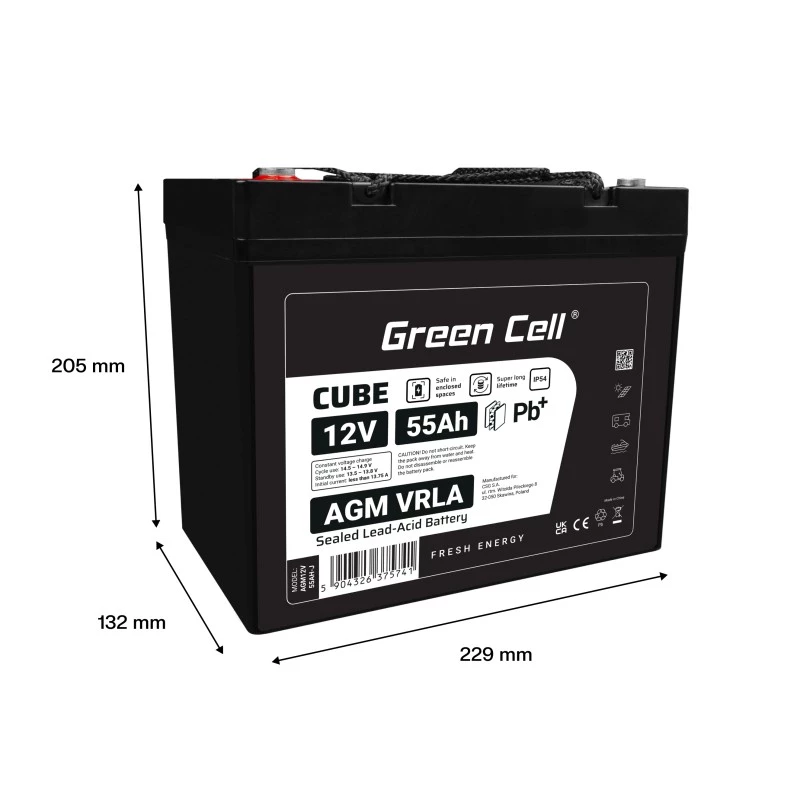 Akumulators AGM VRLA 12V 55Ah IP54