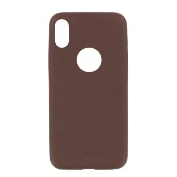 Aizsargapvalks Tellur plāns Synthetic Leather iPhone X/XS — brūns