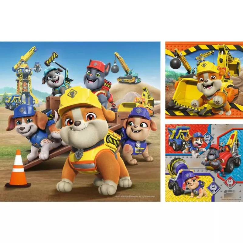 Bērnu puzļu komplekts Ravensburger Rubble & Crew darba transportlīdzekļi — 3 puzles × 49 gabali