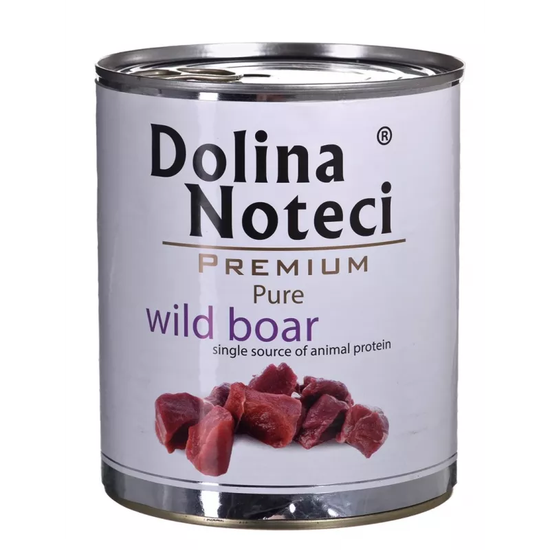 Mitrā suņu barība Dolina Noteci Boar Adult 800 g — Monoproteīna brieža gaļa, 10% olbaltumvielu, 7% tauku