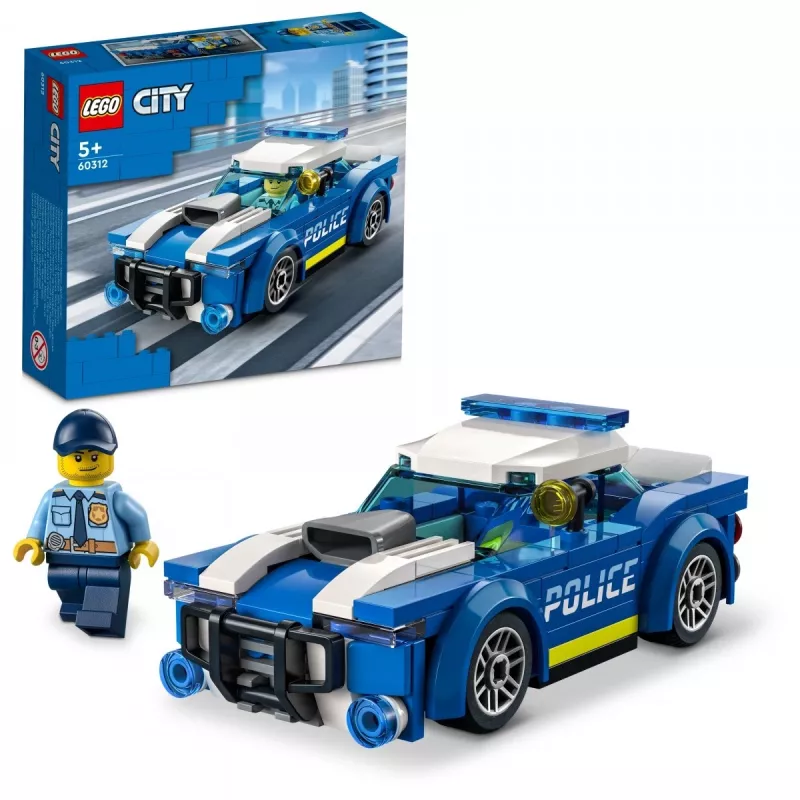 LEGO 60312 City Police Car rotaļlieta bērniem 5+ gadi ar policista minifigūru neliela dāvana Adventures sērija pakaļdzīšanās transportlīdzeklis būvēšanas komplekts Single