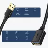 Ugreen pagarinātājkabeļa adapters USB 3.0 (ligzda) uz USB 3.0 (spraudnis) 2m (melns)