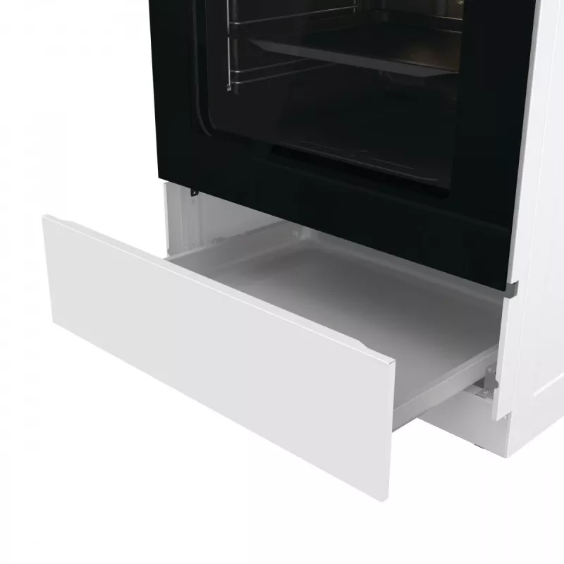 Brīvi stāvoša gāzes plīts Gorenje GG6A10WFFM, balta, 4 degļu plīts virsma, 72 L gāzes cepeškrāsns, rotējošas priekšējās vadības ierīces