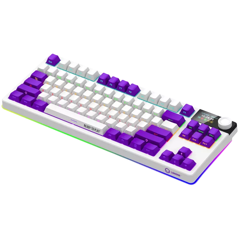 LORGAR KBP70TKLW, bezvadu TKL mehāniskā spēļu tastatūra Pro, balta, EN izkārtojums