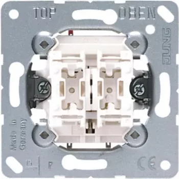 Spiedpogas slēdzis JUNG 535 U, 1-pol., 250 V AC, 10 A, vadu, metāliski balts