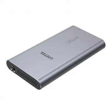 SSD korpuss Unitek S1206A diviem M.2 NVMe PCIe Gen3 x4 diskdziņiem, USB 3.2 Gen 2 (10 Gbit/s), alumīnija, USB-C, komplektā barošanas avots